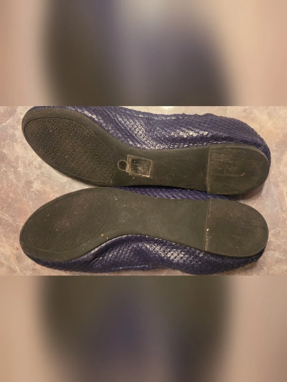 Tory Burch Purple Textured Leather Logo Ballet Flats
